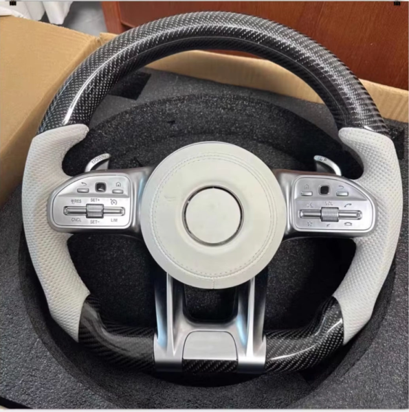 car carbon fiber steering wheel compatible with mercedes benz w167 w177 w204 w205 w213 w212 w222 c63 c43 g63 e300 a45 e63 glc cla cls gle 1