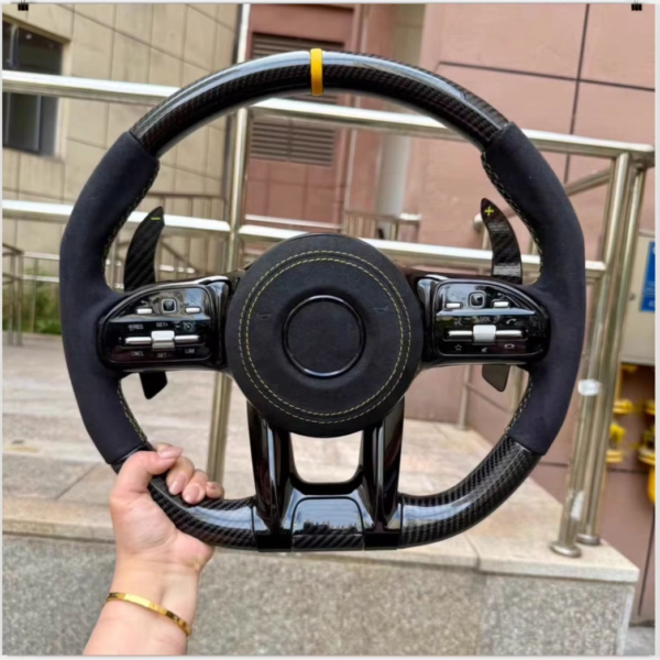 car carbon fiber steering wheel compatible with mercedes benz w167 w177 w204 w205 w213 w212 w222 c63 c43 g63 e300 a45 e63 glc cla cls gle 1