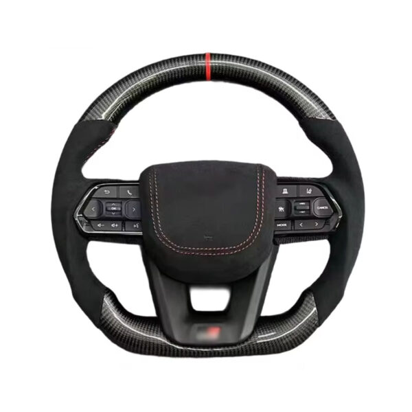 carbon fiber leather steering wheel compatible with toyota corolla hilux fortuner land cruiser gr sport – univer