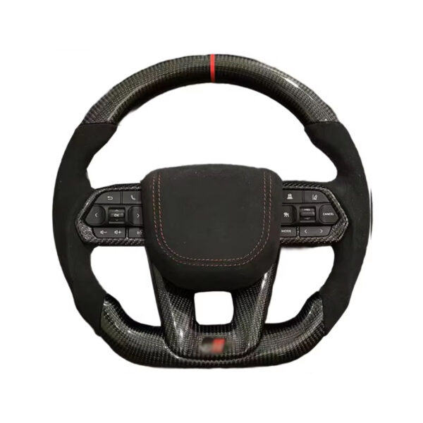 carbon fiber leather steering wheel compatible with toyota corolla hilux fortuner land cruiser gr sport – univer